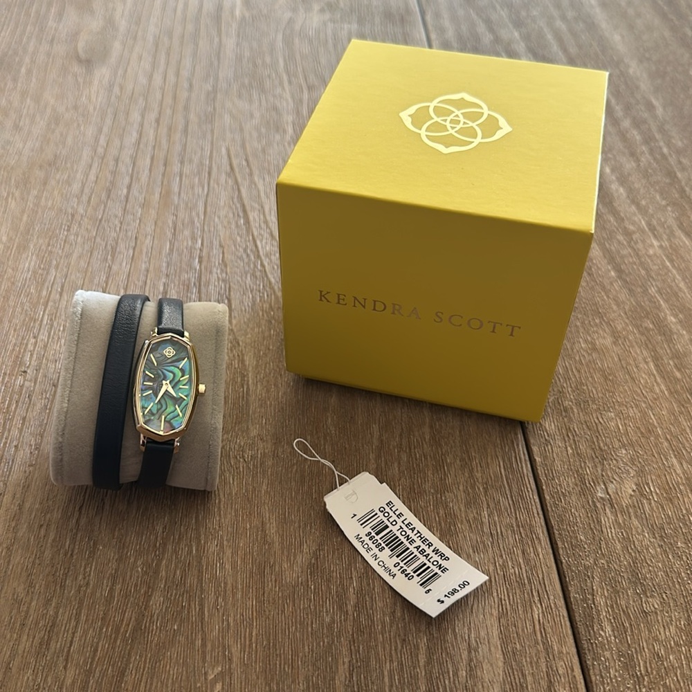 Elle Gold Tone Stainless Steel Leather Wrap Watch in Abalone